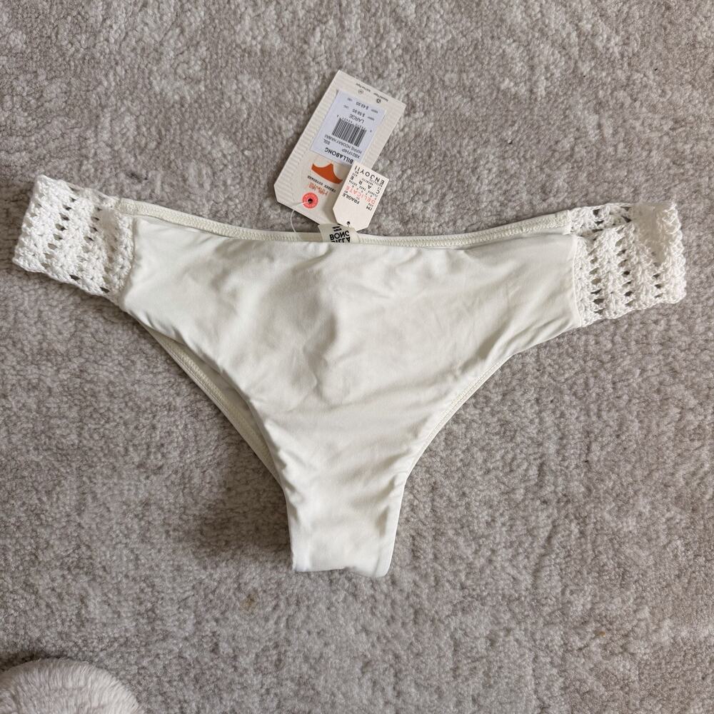 Billabong Hippie Hooray Hawaii Ivory Low Rise Bikini Bottoms Rouched Size L